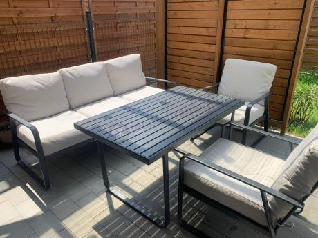 Nowoczesne meble tarasowe - komplet z sofą i fotelami Ater Dining - Beige