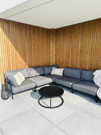 Nowoczesne meble wypoczynkowe na taras - narożnik Salve Slate 6 modułów