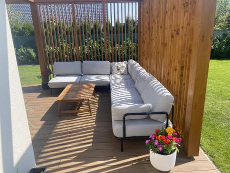 Nowoczesne meble wypoczynkowe na taras - narożnik Salve Chrome 6 modułów