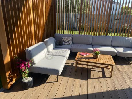 Nowoczesne meble wypoczynkowe na taras - narożnik Salve Chrome 6 modułów