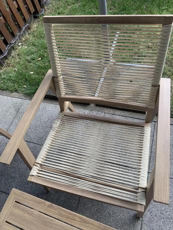 Nowoczesny aluminiowy zestaw mebli na taras Olvi w kolorze drewna i styl naturalny rope