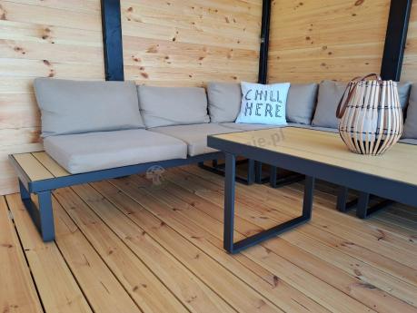 Nowoczesny beżowy narożnik ogrodowy 280x220cm z fotelem Panaon Corner XL WB