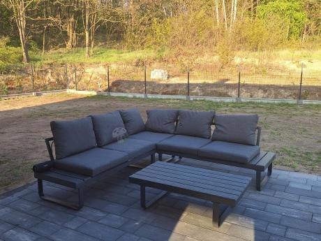 Nowoczesny grafitowy narożnik na taras 220x220cm Panaon Corner - DG