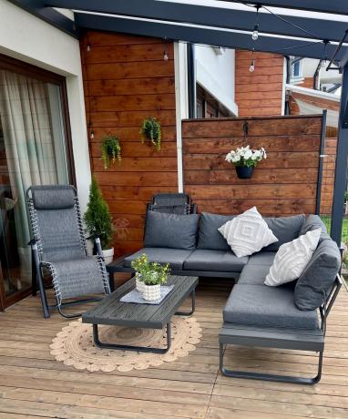 Nowoczesny grafitowy narożnik na taras 220x220cm Panaon Corner - DG