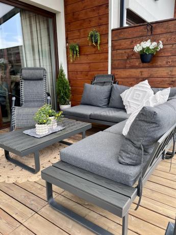 Nowoczesny grafitowy narożnik na taras 220x220cm Panaon Corner - DG