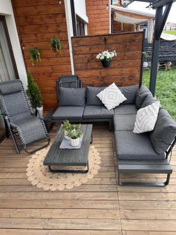 Nowoczesny grafitowy narożnik na taras 220x220cm Panaon Corner - DG