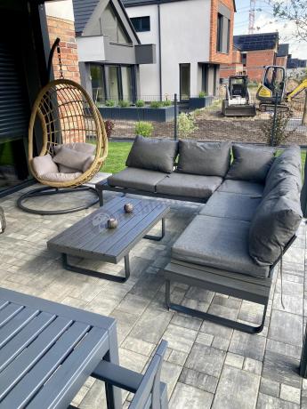 Nowoczesny grafitowy narożnik na taras 220x220cm Panaon Corner - DG