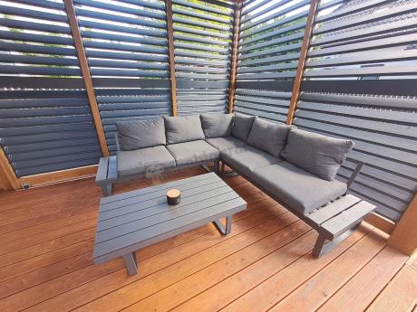 Nowoczesny grafitowy narożnik na taras 220x220cm Panaon Corner - DG