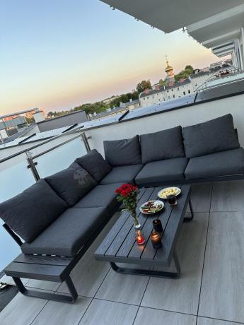 Nowoczesny grafitowy narożnik na taras 220x220cm Panaon Corner - DG