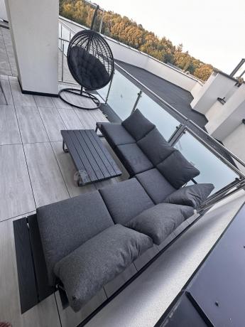 Nowoczesny grafitowy narożnik na taras 220x220cm Panaon Corner - DG