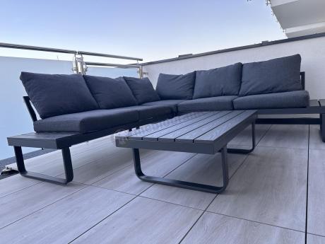 Nowoczesny grafitowy narożnik na taras 220x220cm Panaon Corner - DG