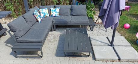 Nowoczesny grafitowy narożnik na taras 220x220cm Panaon Corner - DG