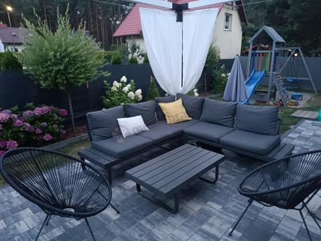 Nowoczesny grafitowy narożnik na taras 220x220cm Panaon Corner - DG