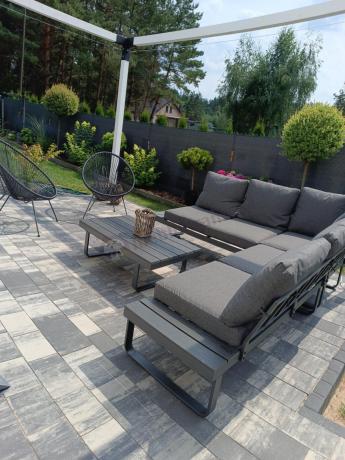 Nowoczesny grafitowy narożnik na taras 220x220cm Panaon Corner - DG