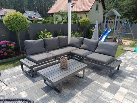 Nowoczesny grafitowy narożnik na taras 220x220cm Panaon Corner - DG