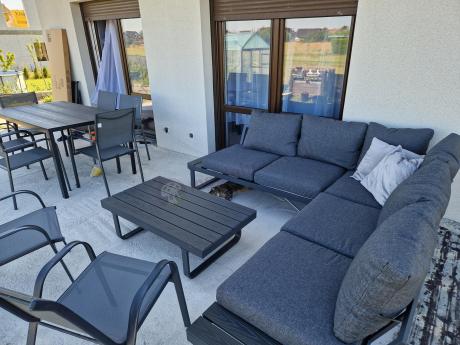 Nowoczesny grafitowy narożnik na taras 220x220cm Panaon Corner - DG