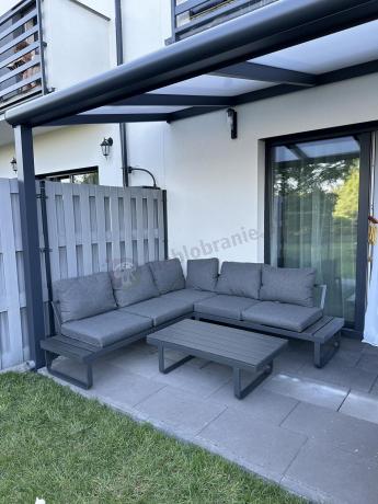 Nowoczesny grafitowy narożnik na taras 220x220cm Panaon Corner - DG