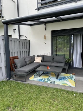 Nowoczesny grafitowy narożnik na taras 220x220cm Panaon Corner - DG