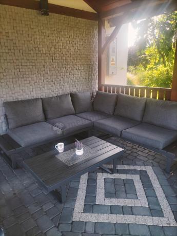 Nowoczesny grafitowy narożnik na taras 220x220cm Panaon Corner - DG