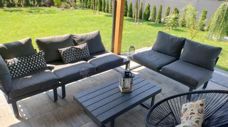 Nowoczesny grafitowy narożnik na taras 220x220cm Panaon Corner - DG