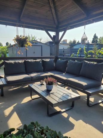 Nowoczesny grafitowy narożnik na taras 220x220cm Panaon Corner - DG