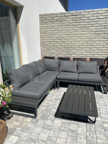 Nowoczesny grafitowy narożnik na taras 220x220cm Panaon Corner - DG