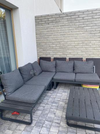 Nowoczesny grafitowy narożnik na taras 220x220cm Panaon Corner - DG