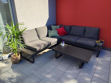 Nowoczesny grafitowy narożnik na taras 220x220cm Panaon Corner - DG