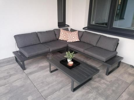 Nowoczesny grafitowy narożnik na taras 220x220cm Panaon Corner - DG