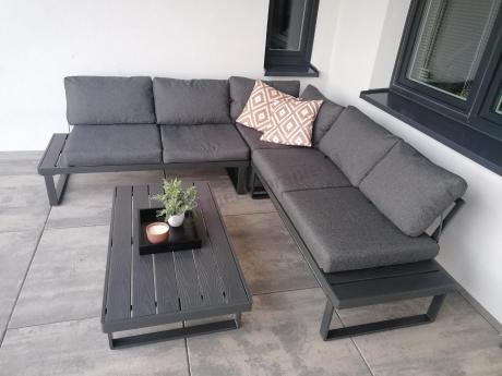 Nowoczesny grafitowy narożnik na taras 220x220cm Panaon Corner - DG