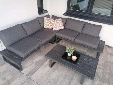 Nowoczesny grafitowy narożnik na taras 220x220cm Panaon Corner - DG