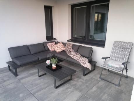 Nowoczesny grafitowy narożnik na taras 220x220cm Panaon Corner - DG