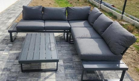 Nowoczesny grafitowy narożnik na taras 220x220cm Panaon Corner - DG