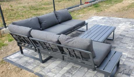 Nowoczesny grafitowy narożnik na taras 220x220cm Panaon Corner - DG