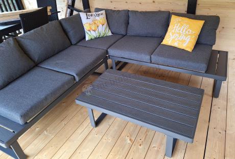 Nowoczesny grafitowy narożnik na taras 220x220cm Panaon Corner - DG