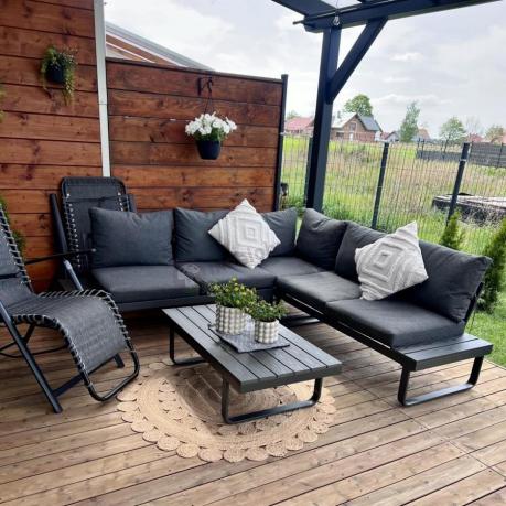Nowoczesny grafitowy narożnik na taras 220x220cm Panaon Corner - DG