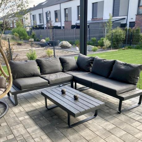Nowoczesny grafitowy narożnik na taras 220x220cm Panaon Corner - DG