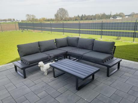 Nowoczesny grafitowy narożnik na taras 220x220cm Panaon Corner - DG