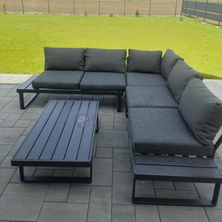 Nowoczesny grafitowy narożnik na taras 220x220cm Panaon Corner - DG