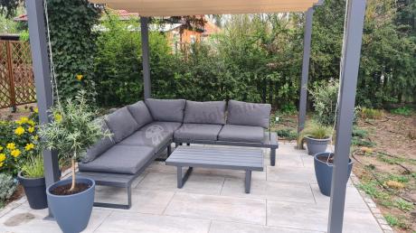 Nowoczesny grafitowy narożnik na taras 220x220cm Panaon Corner - DG