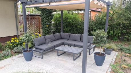 Nowoczesny grafitowy narożnik na taras 220x220cm Panaon Corner - DG