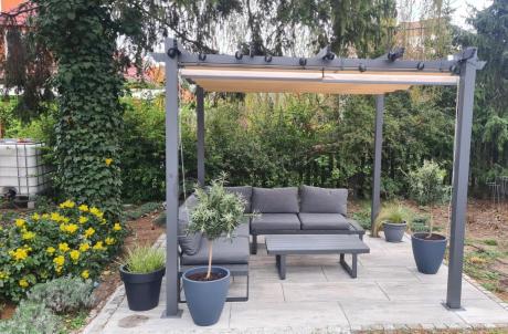 Nowoczesny grafitowy narożnik na taras 220x220cm Panaon Corner - DG