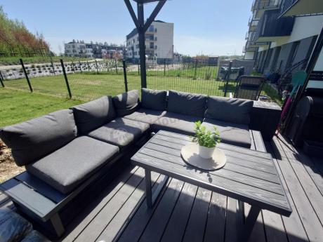 Nowoczesny grafitowy narożnik na taras 220x220cm Panaon Corner - DG