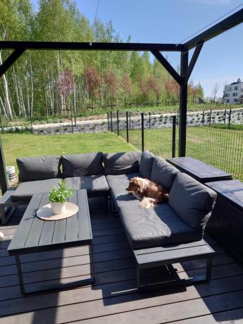 Nowoczesny grafitowy narożnik na taras 220x220cm Panaon Corner - DG