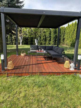 Nowoczesny grafitowy narożnik na taras 220x220cm Panaon Corner - DG