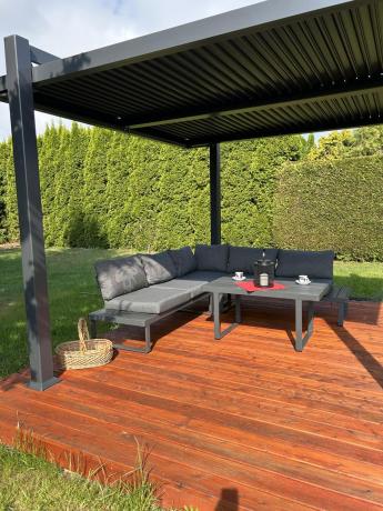 Nowoczesny grafitowy narożnik na taras 220x220cm Panaon Corner - DG