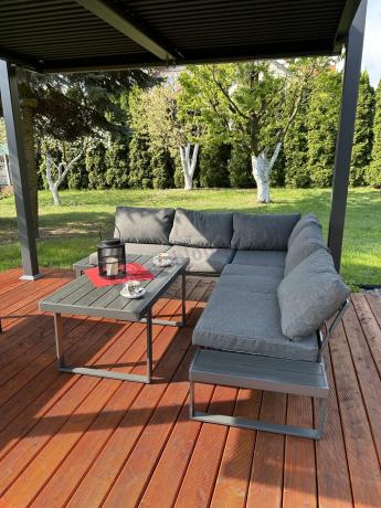 Nowoczesny grafitowy narożnik na taras 220x220cm Panaon Corner - DG