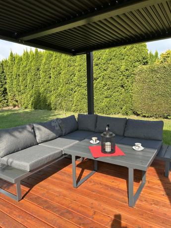 Nowoczesny grafitowy narożnik na taras 220x220cm Panaon Corner - DG