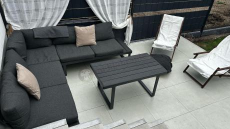 Nowoczesny grafitowy narożnik na taras 220x220cm Panaon Corner - DG