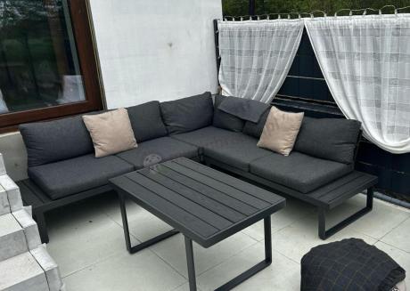 Nowoczesny grafitowy narożnik na taras 220x220cm Panaon Corner - DG